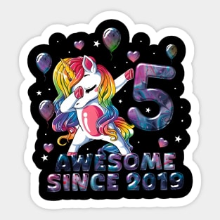 Flossing Unicorn 5 Year Old 5th Birthday Girl Unicorn Party Sticker